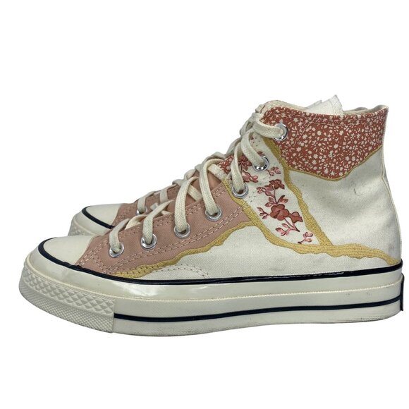 Converse chuck 70 High Top Egret Metallic Floral Sneakers Women’s size 8 - Picture 2 of 11